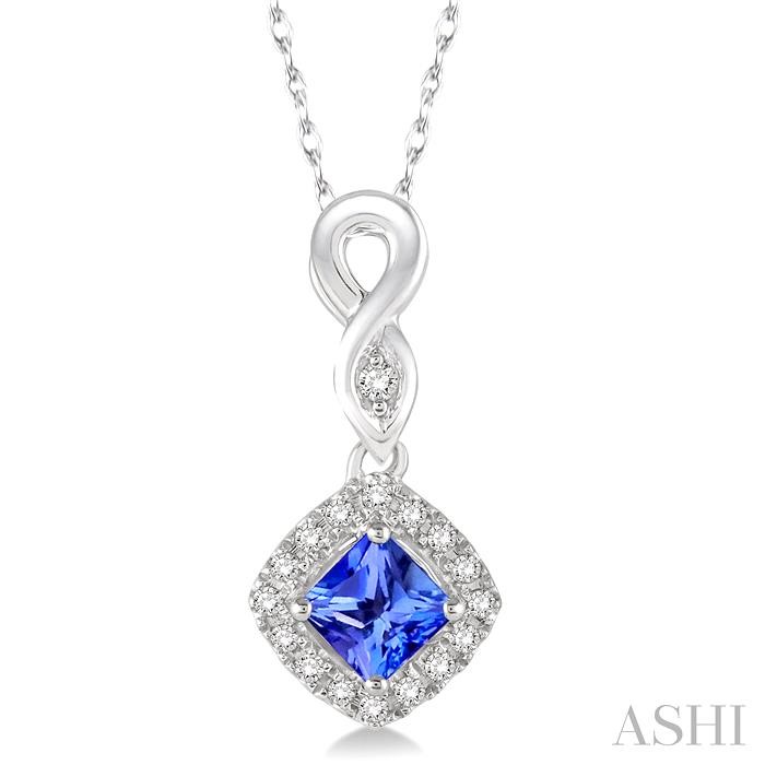 CUSHION SHAPE GEMSTONE & HALO DIAMOND PENDANT