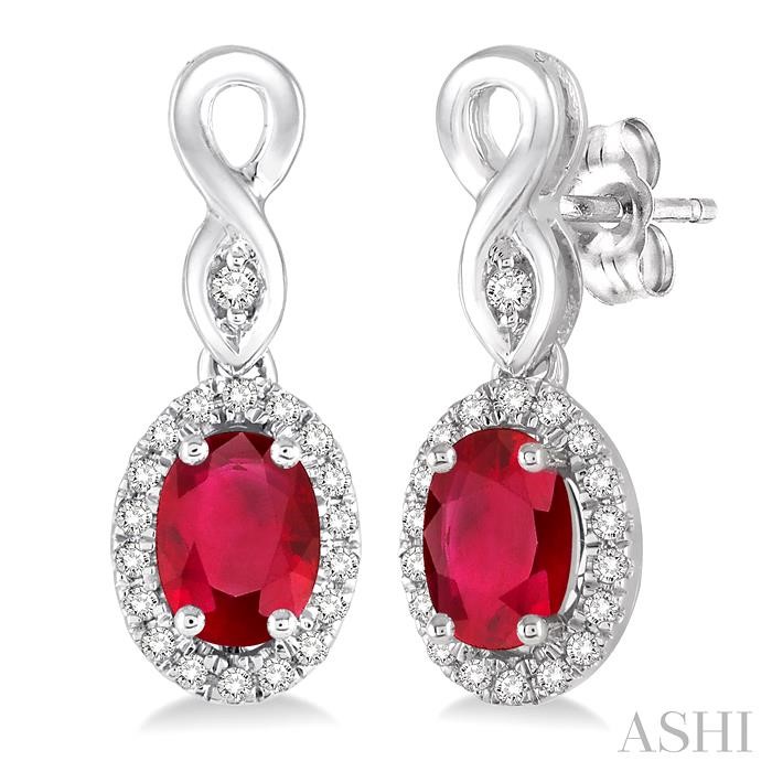 OVAL SHAPE GEMSTONE & HALO DIAMOND EARRINGS