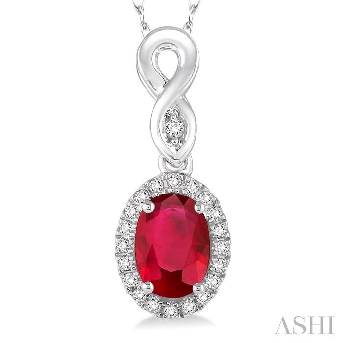 Oval Shape Gemstone & Halo Diamond Pendant-3
