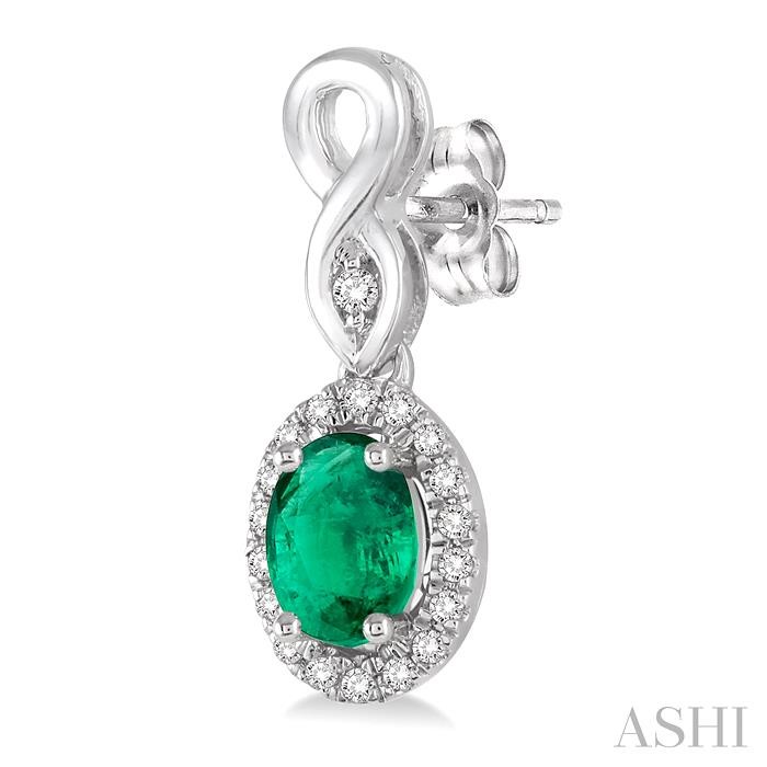 Oval Shape Gemstone & Halo Diamond Earrings-3