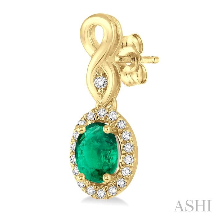 Oval Shape Gemstone & Halo Diamond Earrings-3