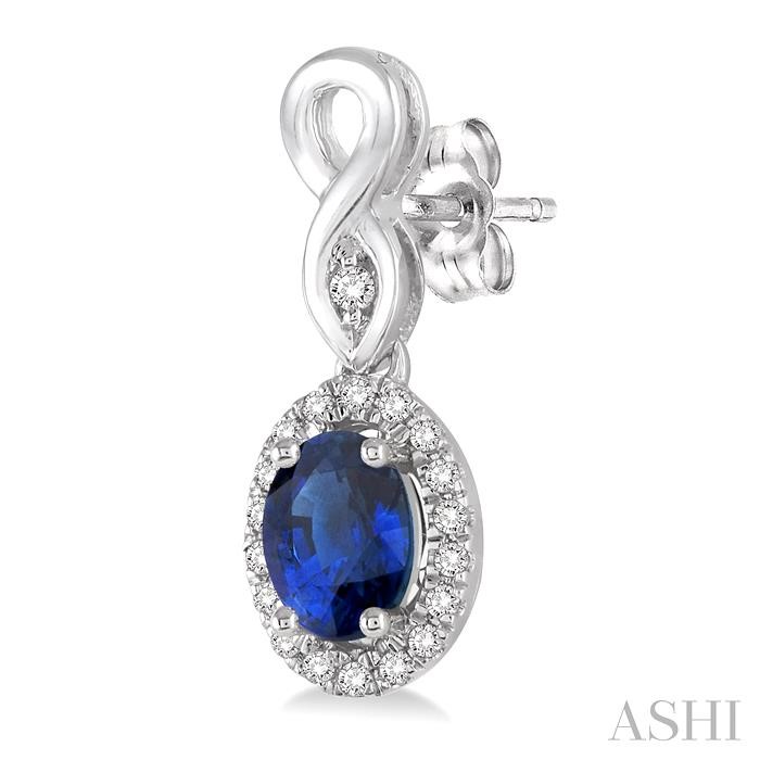 Oval Shape Gemstone & Halo Diamond Earrings-3