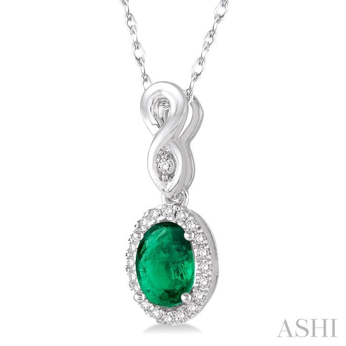 Oval Shape Gemstone & Halo Diamond Pendant-2