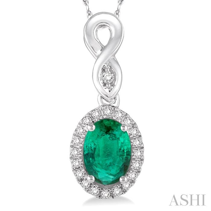 Oval Shape Gemstone & Halo Diamond Pendant-3