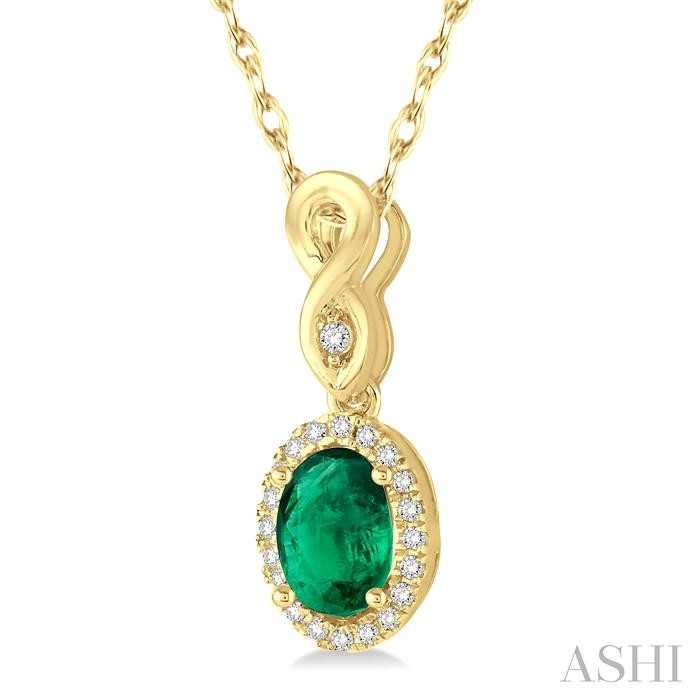 Oval Shape Gemstone & Halo Diamond Pendant-2
