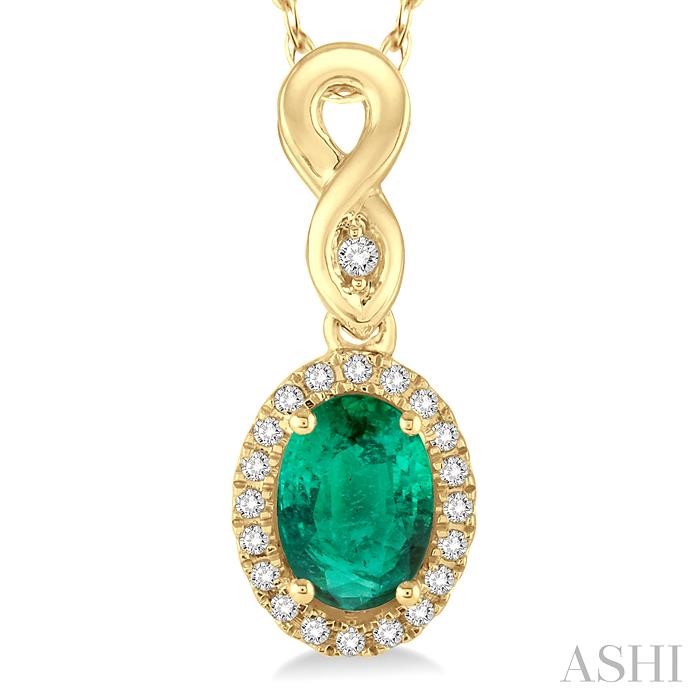 Oval Shape Gemstone & Halo Diamond Pendant-3