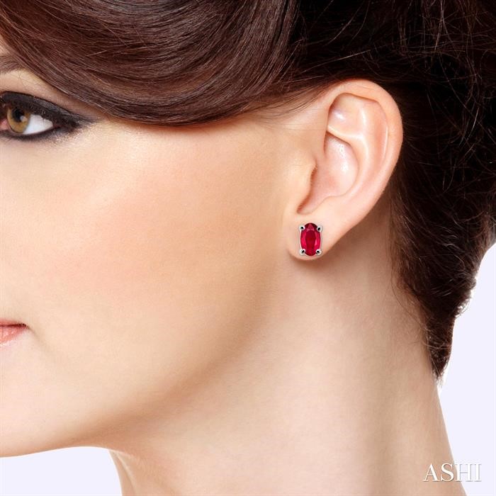 Oval Shape Gemstone Stud Earrings-4