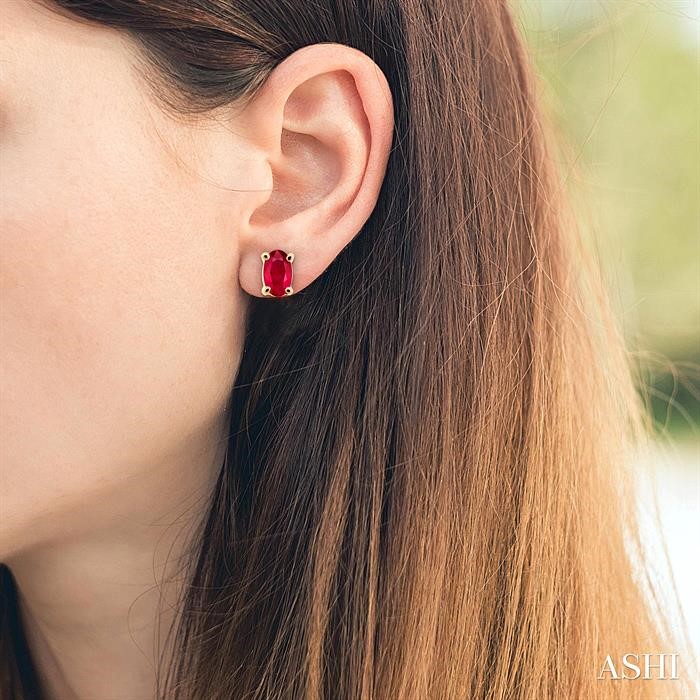 Oval Shape Gemstone Stud Earrings-4