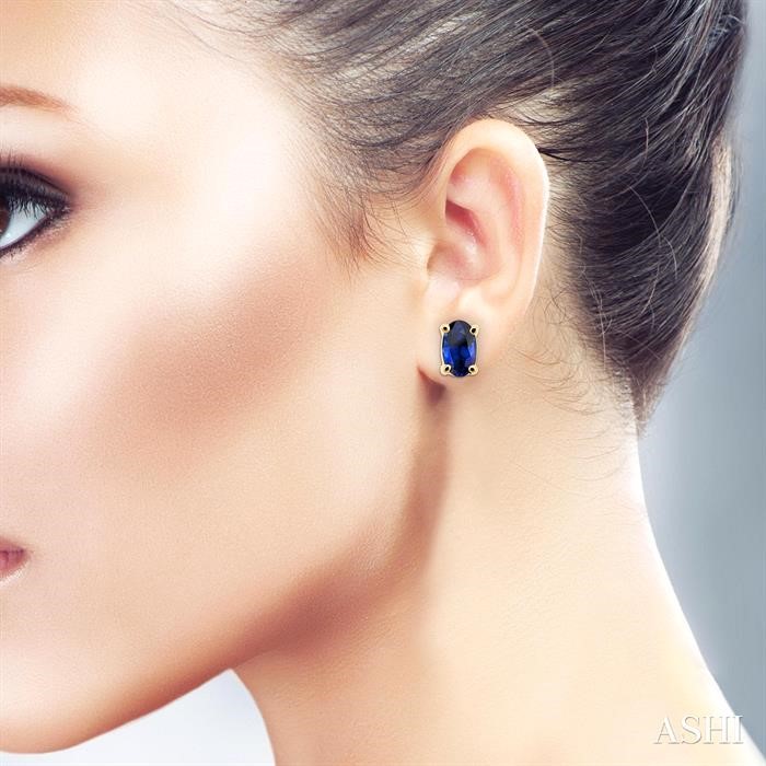 Oval Shape Gemstone Stud Earrings-4