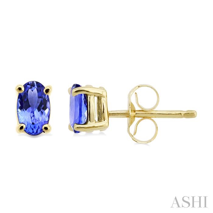 Oval Shape Gemstone Stud Earrings