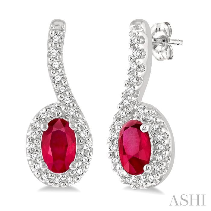 OVAL SHAPE GEMSTONE & HALO DIAMOND EARRINGS