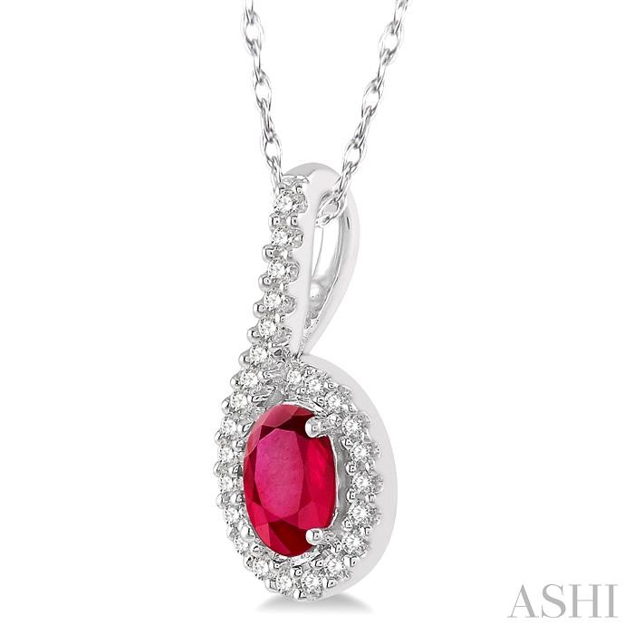 Oval Shape Gemstone & Halo Diamond Pendant-2