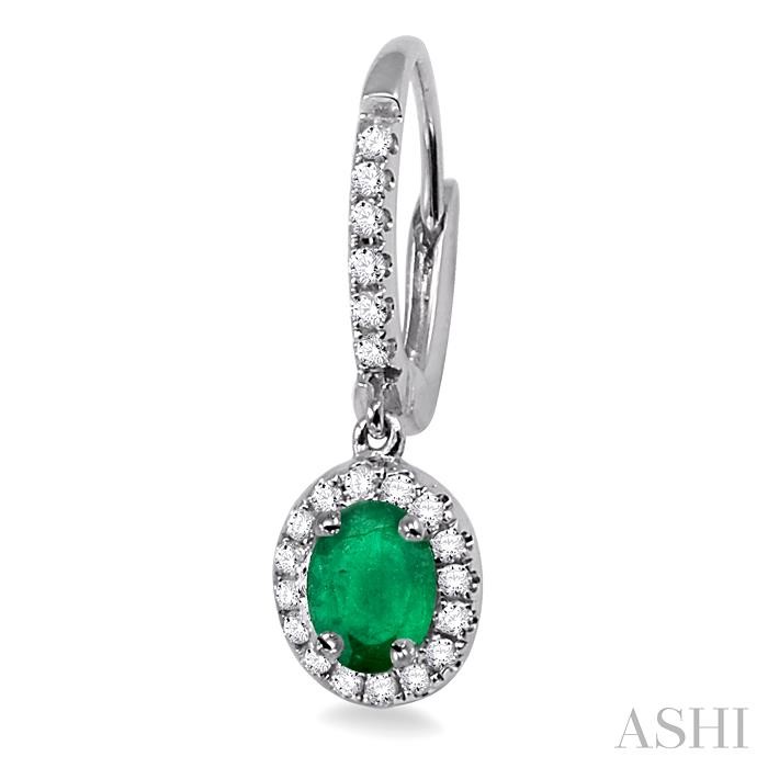 Oval Shape Gemstone & Halo Diamond Earrings-3