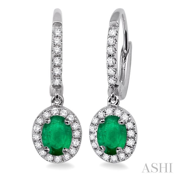 OVAL SHAPE GEMSTONE & HALO DIAMOND EARRINGS