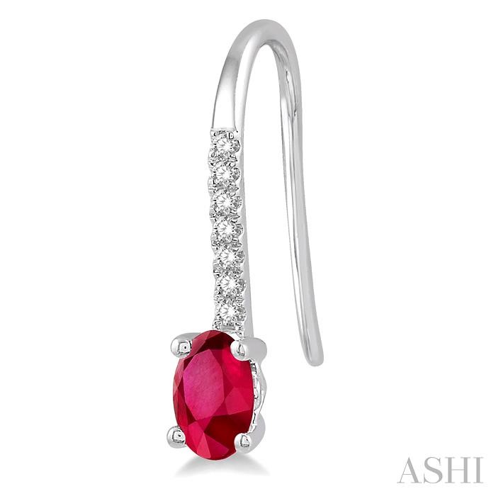 Oval Shape Gemstone & Diamond Earrings-3