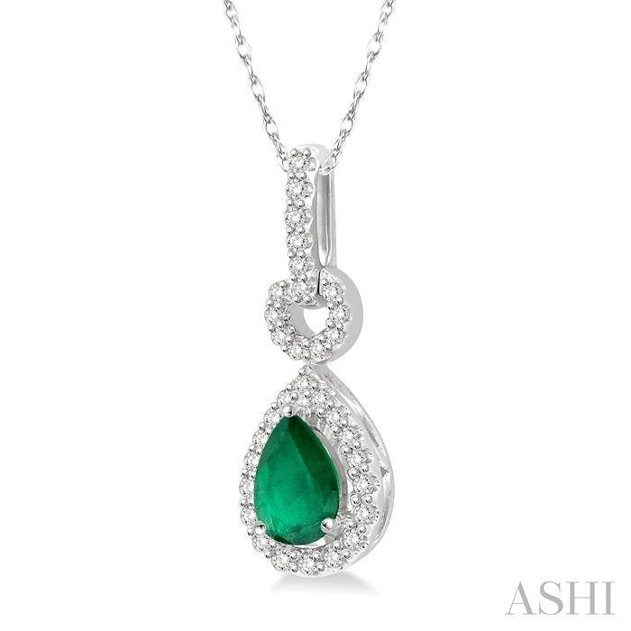 Pear Shape Gemstone & Halo Diamond Pendant-2