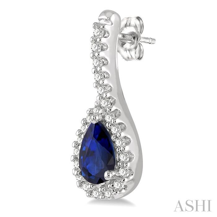 Pear Shape Gemstone & Halo Diamond Earrings-3