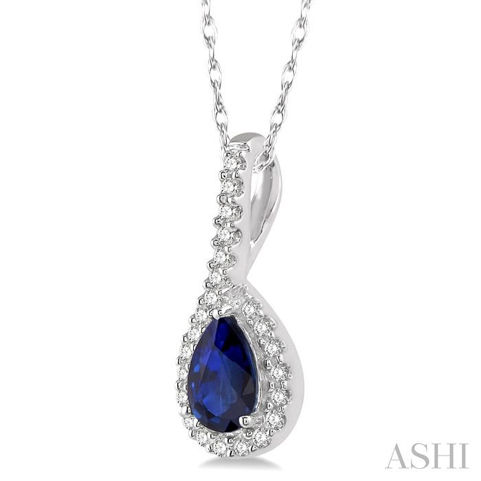 Pear Shape Gemstone & Halo Diamond Pendant-2