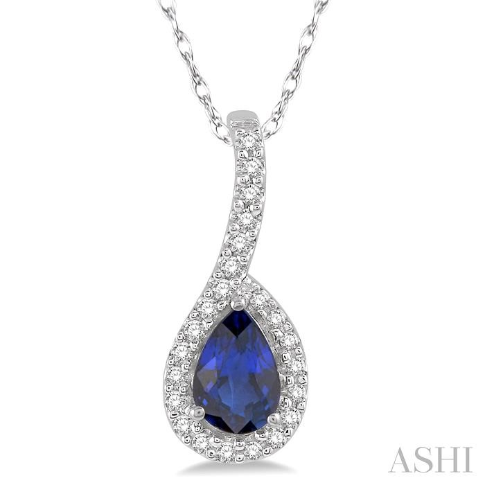 PEAR SHAPE GEMSTONE & HALO DIAMOND PENDANT