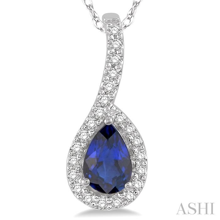 Pear Shape Gemstone & Halo Diamond Pendant-3