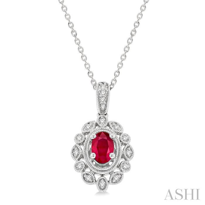 OVAL SHAPE GEMSTONE & DIAMOND PENDANT