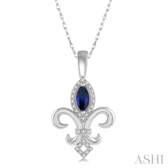 FLEUR DE LIS GEMSTONE & DIAMOND PENDANT