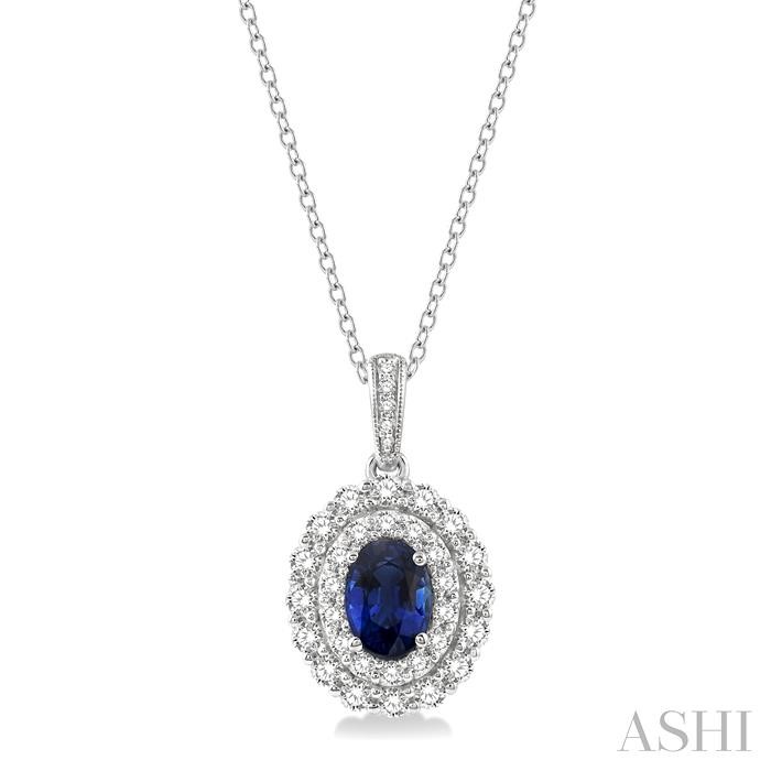 OVAL SHAPE GEMSTONE & DIAMOND PENDANT