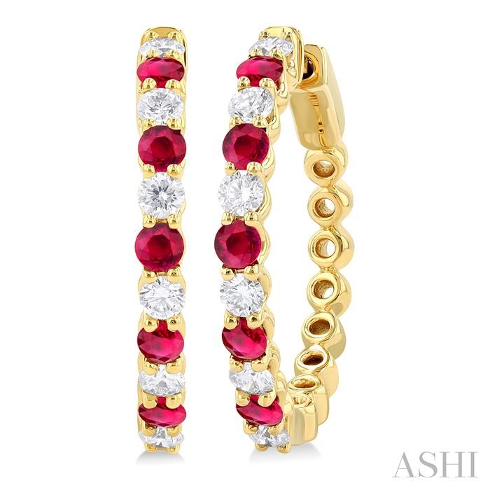 GEMSTONE & DIAMOND HOOP EARRINGS