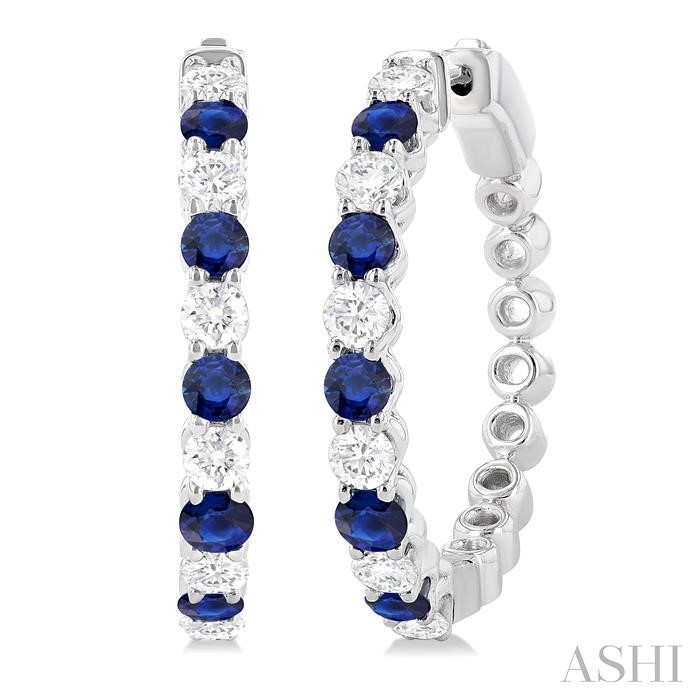 GEMSTONE & DIAMOND HOOP EARRINGS