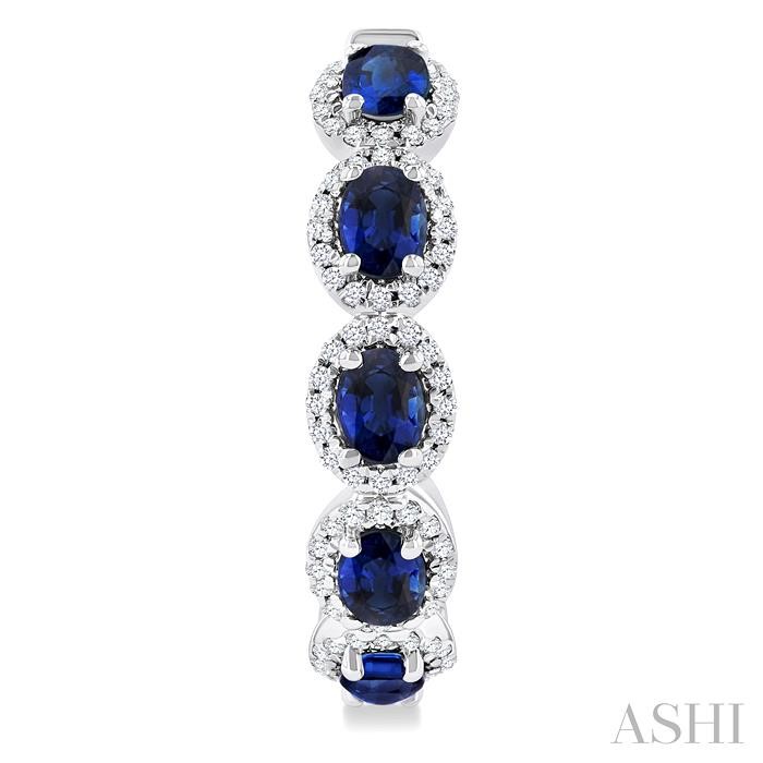 Oval Shape Gemstone & Halo Diamond Hoop Earrings-2