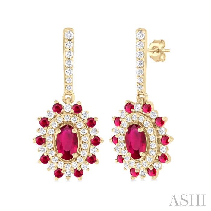 OVAL SHAPE GEMSTONE & DIAMOND EARRINGS