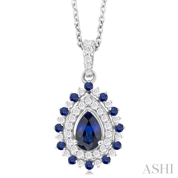 PEAR SHAPE GEMSTONE & DIAMOND PENDANT