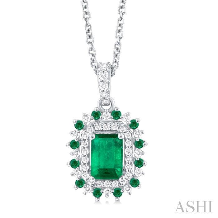 GEMSTONE & HALO DIAMOND PENDANT