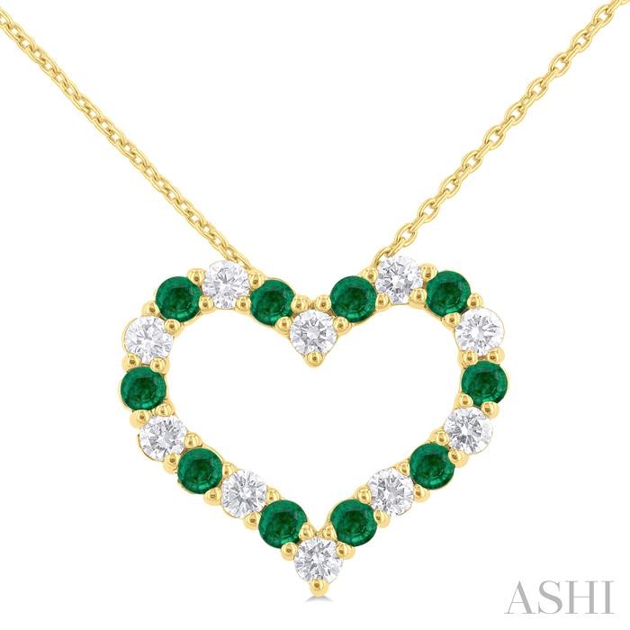 HEART SHAPE GEMSTONE & DIAMOND FASHION PENDANT