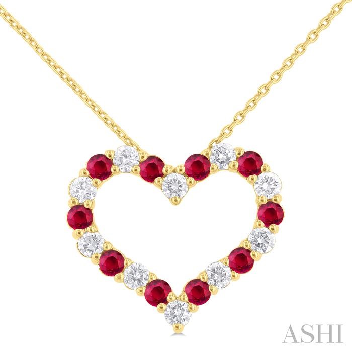 HEART SHAPE GEMSTONE & DIAMOND FASHION PENDANT