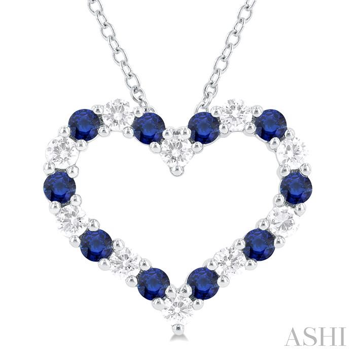HEART SHAPE GEMSTONE & DIAMOND FASHION PENDANT