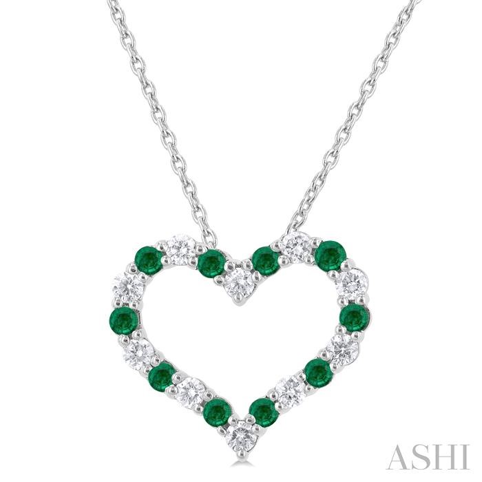 HEART SHAPE GEMSTONE & DIAMOND FASHION PENDANT