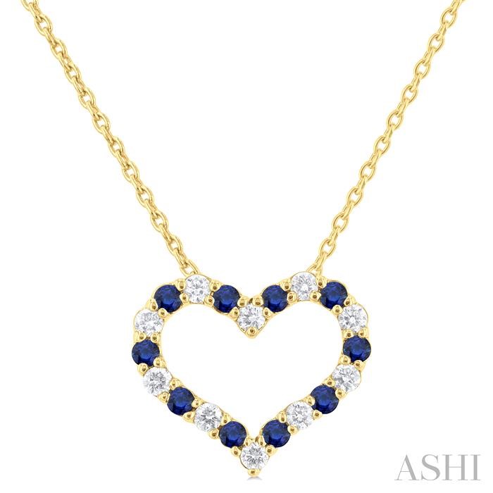 HEART SHAPE GEMSTONE & DIAMOND FASHION PENDANT