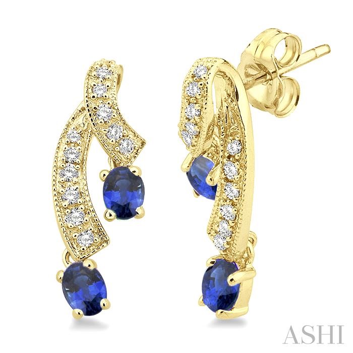 OVAL SHAPE GEMSTONE & DIAMOND FASHION EARRINGS