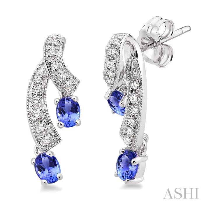 OVAL SHAPE GEMSTONE & DIAMOND FASHION EARRINGS