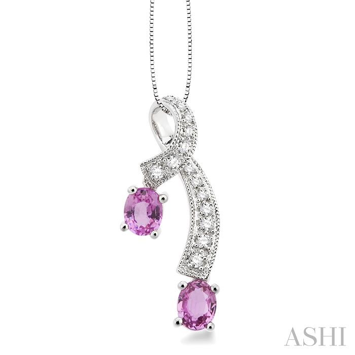 OVAL SHAPE GEMSTONE & DIAMOND FASHION PENDANT