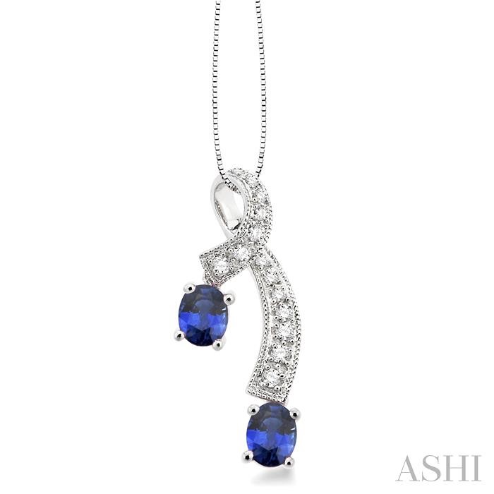 OVAL SHAPE GEMSTONE & DIAMOND FASHION PENDANT