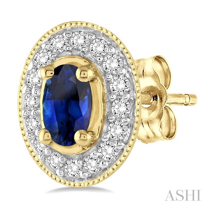 Oval Shape Gemstone & Halo Diamond Earrings-3