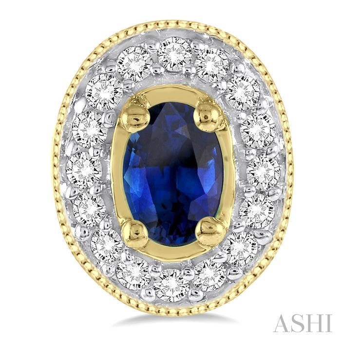 Oval Shape Gemstone & Halo Diamond Earrings-2