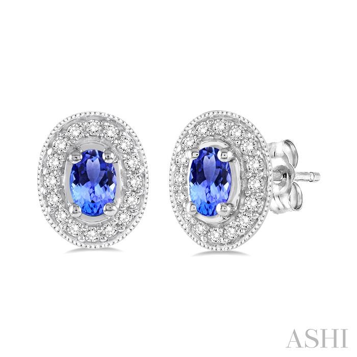 OVAL SHAPE GEMSTONE & HALO DIAMOND EARRINGS