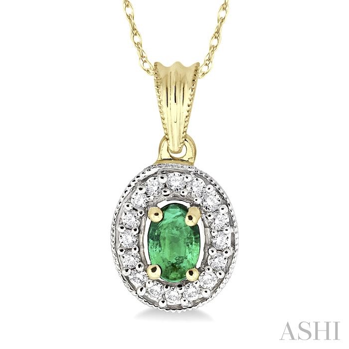 OVAL SHAPE GEMSTONE & HALO DIAMOND PENDANT