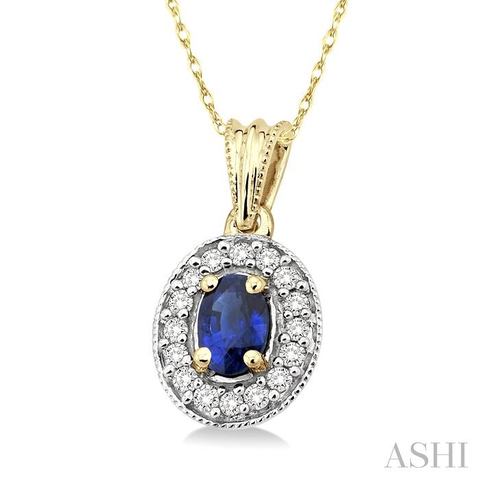 Oval Shape Gemstone & Halo Diamond Pendant-2