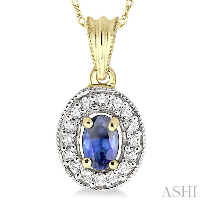 Oval Shape Gemstone & Halo Diamond Pendant-3