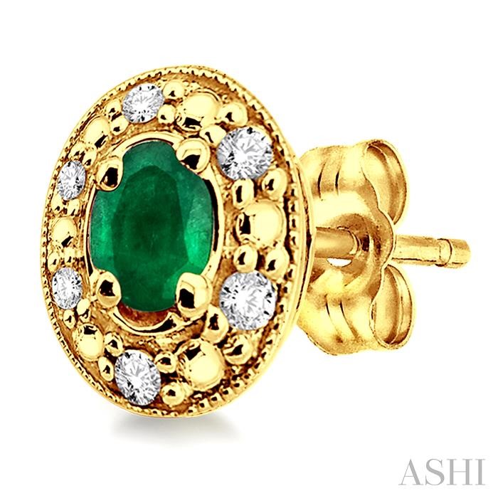 Oval Shape Gemstone & Diamond Earrings-3