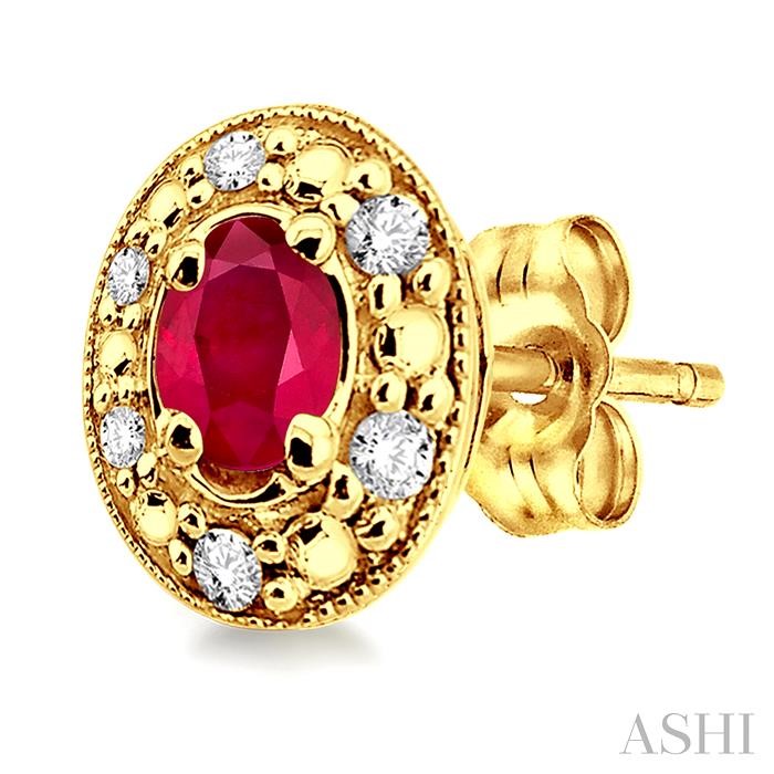 Oval Shape Gemstone & Diamond Earrings-3